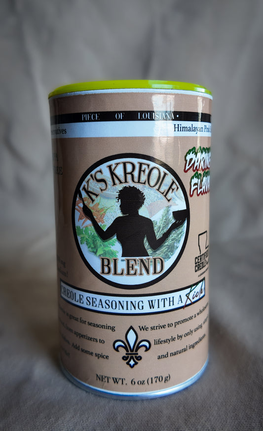 K's Kreole seasoning Daring Flava Canister in pink label 